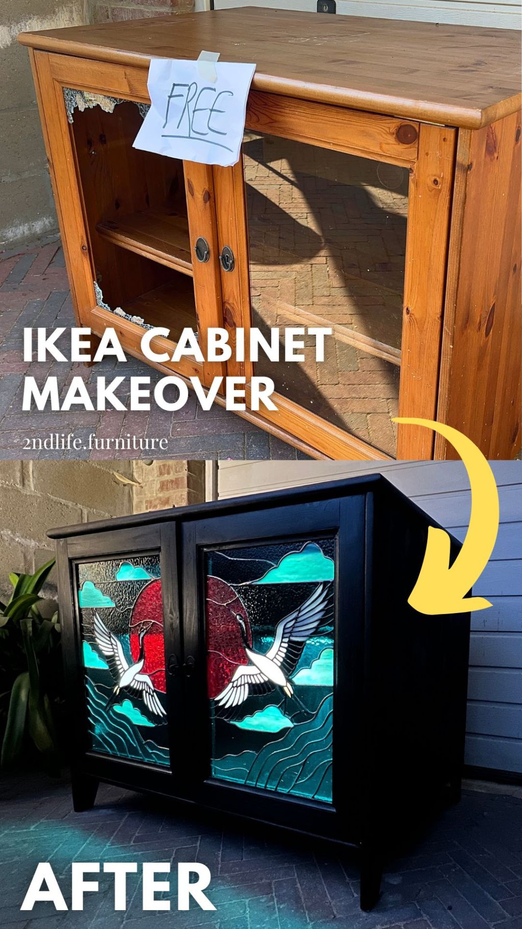 Ikea kast makeover DIY IKEA hack glas in lood, stained glass restylen restoration furniture flipping